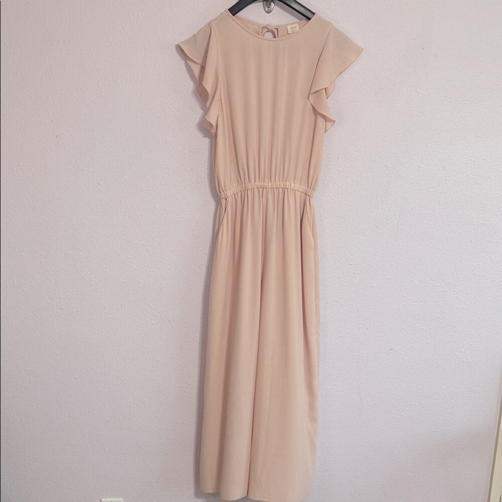 Aritzia Wilfred Women Soft Pink Fleurette Jumpsuit with Ruffle Sleeves Size S - Picture 7 of 13